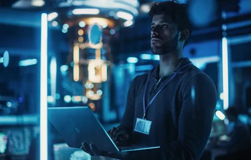 cyber professional in a quantum lab