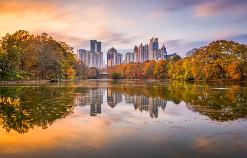 Piedmont Park, Atlanta, Georgia from the water
