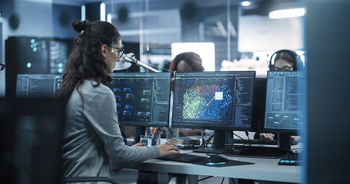 Engineer working on computer