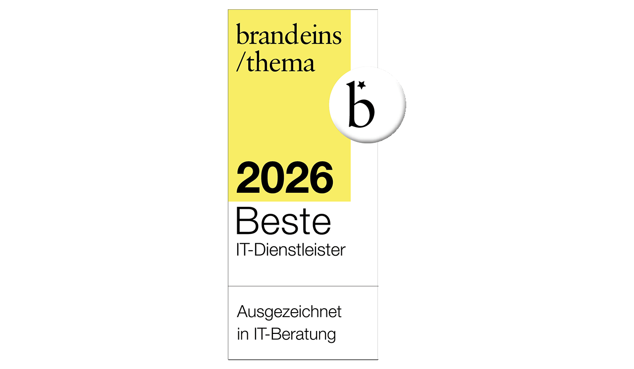Logo brandeins/thema, 2026, Beste IT-Dienstleister, Ausgezeichnet in IT-Beratung Logo brandeins/thema, 2026, Beste IT-Dienstleister, Ausgezeichnet in IT-Beratung