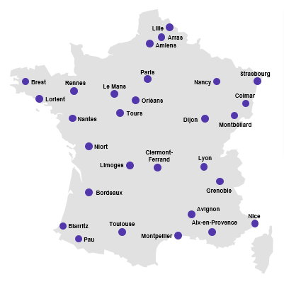 Carte des implantations CGI en France 