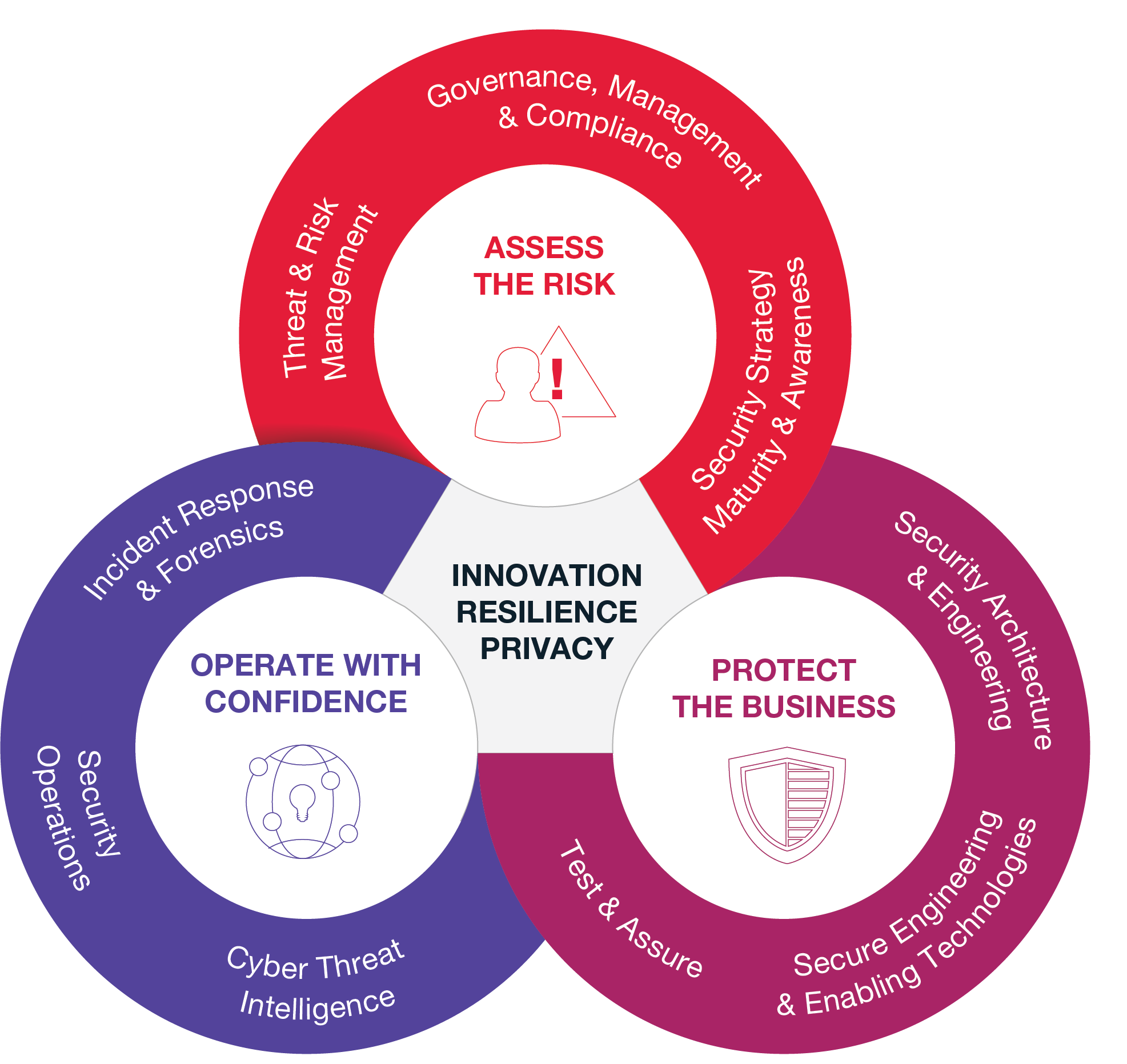 CGI Cyber Security Wheel. Assess the risk, Protect the business, Operate with confidence 