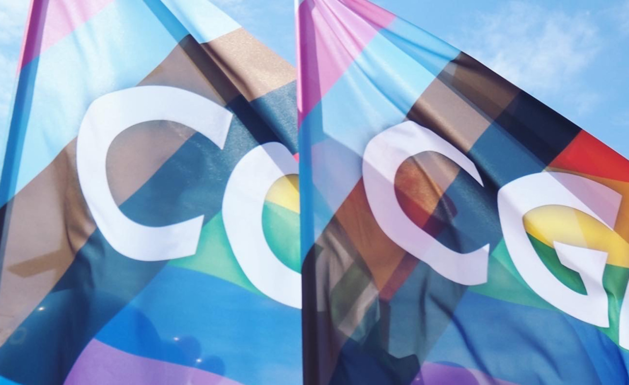 2 CGI flaggor med färgad bakgrund