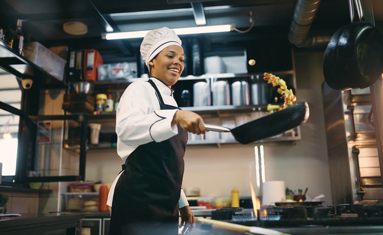 chef cooking at restaurant kitchen