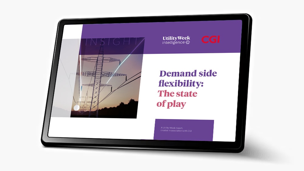 The CGI and Utility Week Flexibility report on a tablet device screen 