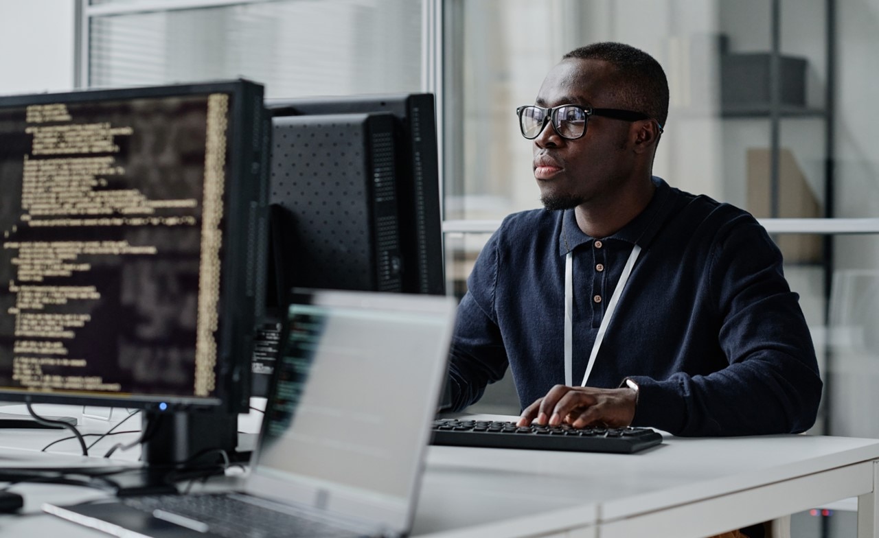 Developer concentrating on his work