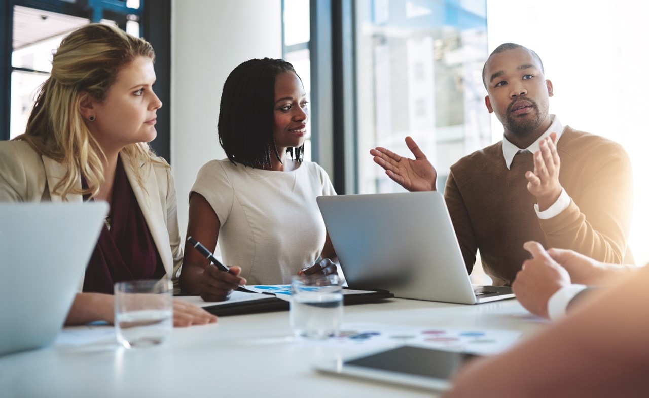 Group of consultants having a discussion