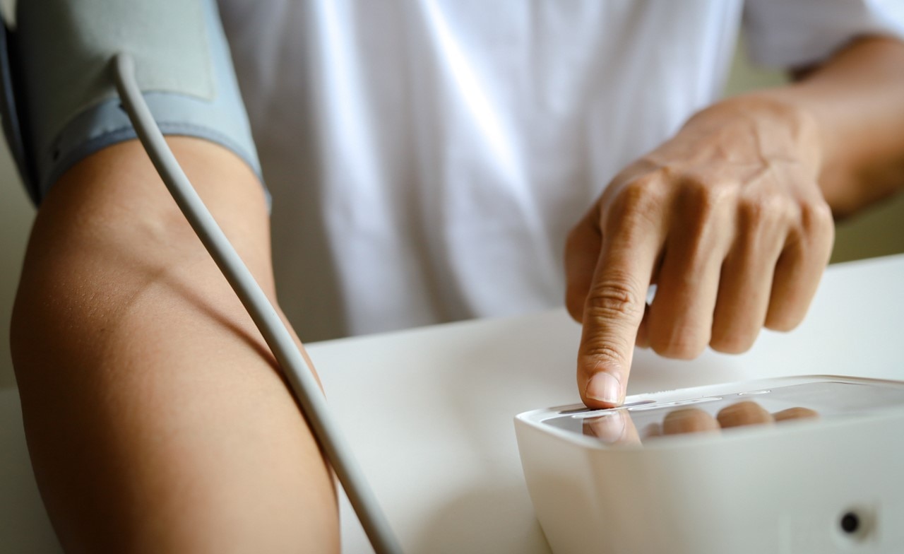 Hands self-administering blood pressure test