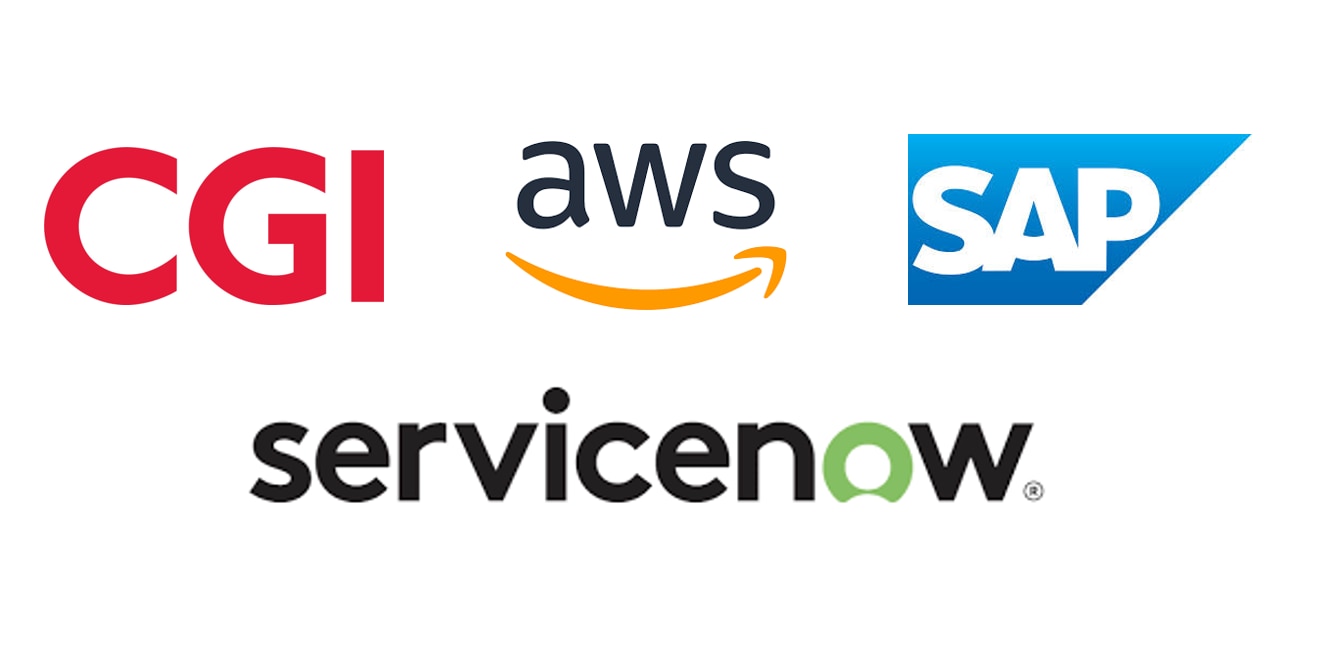 CGI, AWS, SAP & ServiceNow - logos