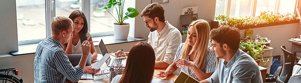 Professionals meeting around a table