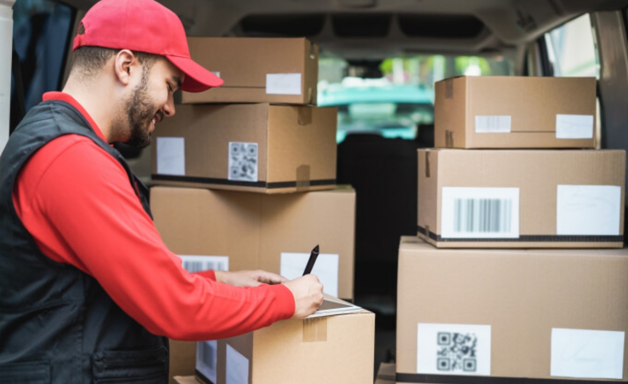 Man handling parcel