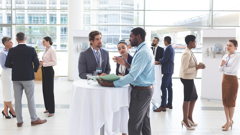 People networking at an event