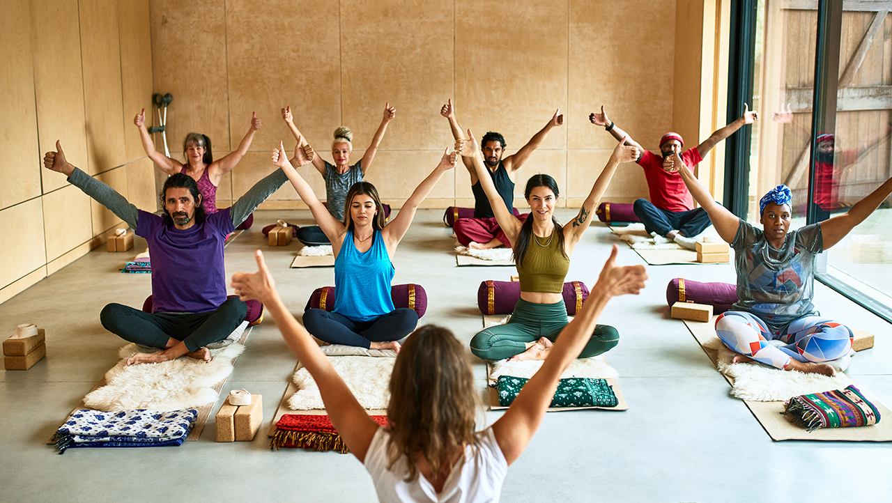 Group in a yoga class 