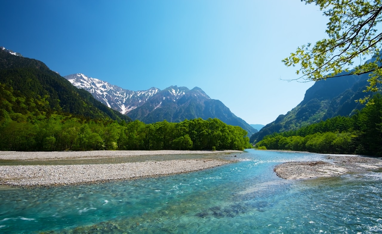 River with mountains behind