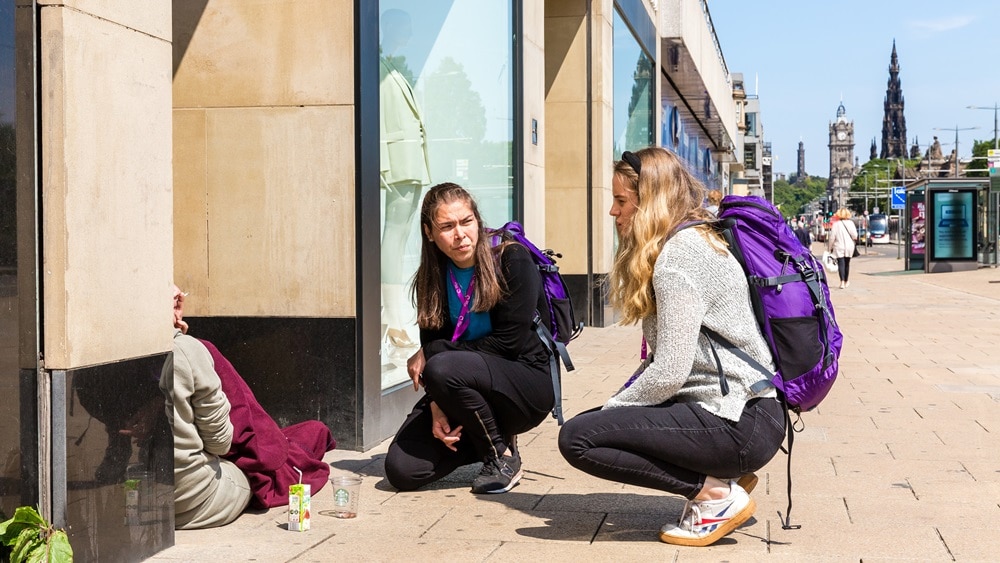 Simon Community Scotland street team on street