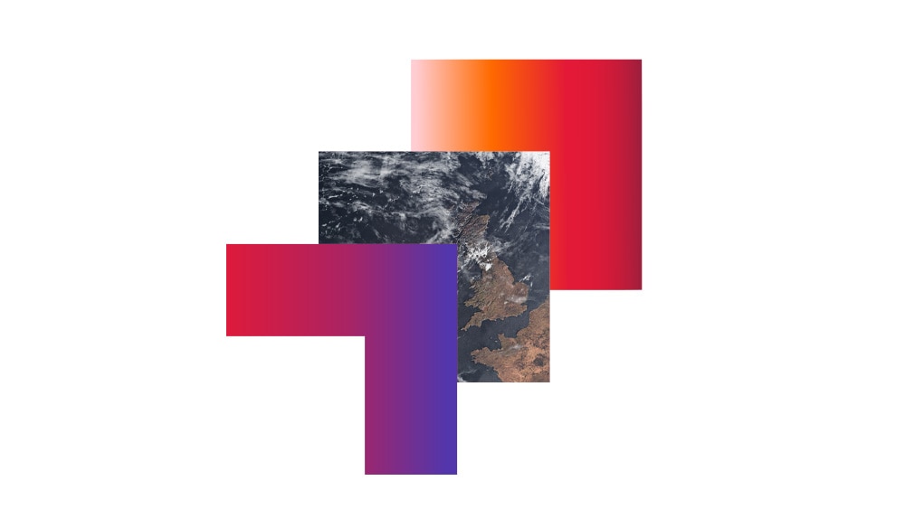 CGI Space cornerstone Image of the view of earth from space with a CGI branded frame