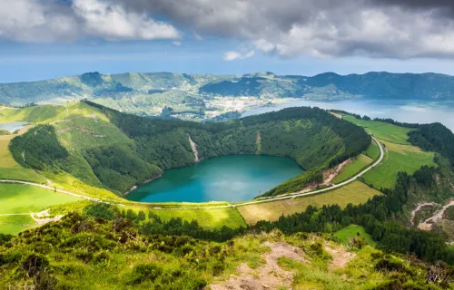 Aerial view of lake