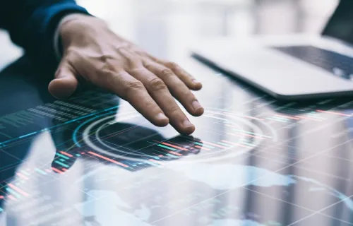 businessman analyzing financial strategy