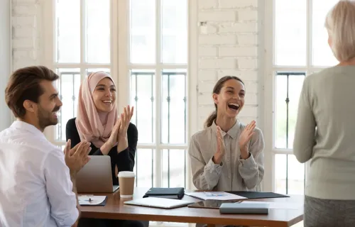 Colleagues working in a meeting