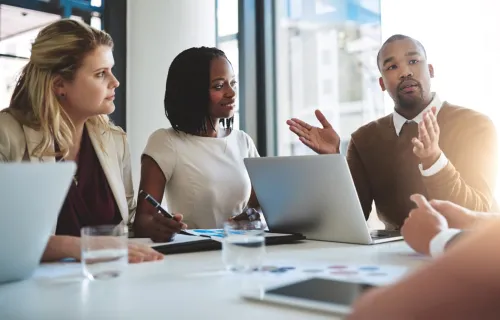 Group of people having a discussion