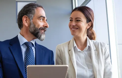 professional man and woman in office