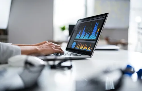 laptop with financial data