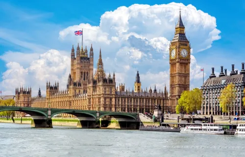 London Houses of Parliament viewed from across the river Thames