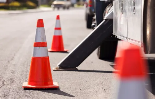 Traffic cones on the road