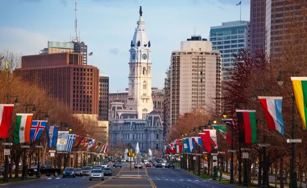 Ben Franklin Parkway and Philadelphia City Hall