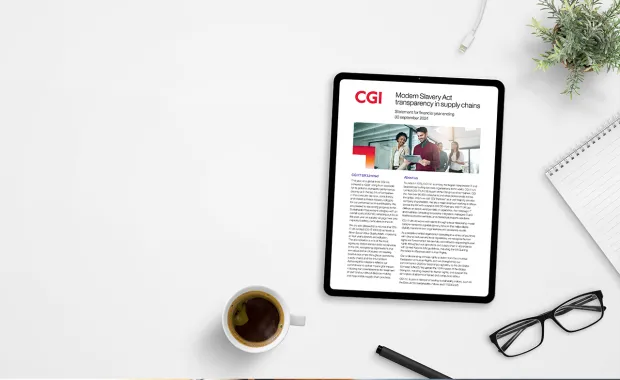 CGI IT UK Limited Modern Slavery Statement 20204 on a tablet device