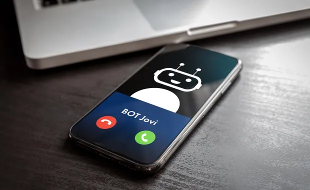 A robot icon calling a mobile