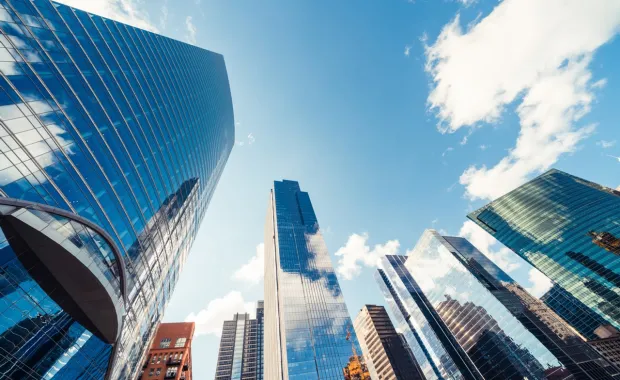 Reflection of clouds on glass windows 