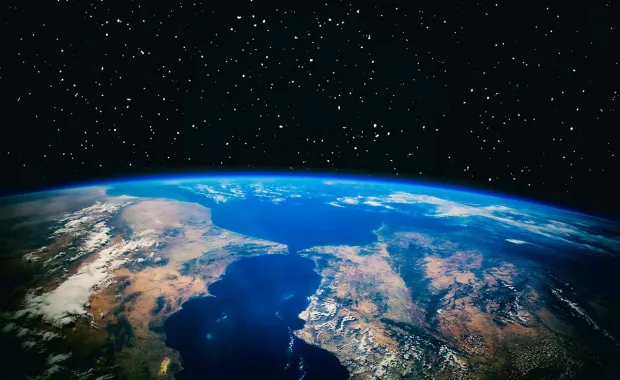 View of Earth and stars from space