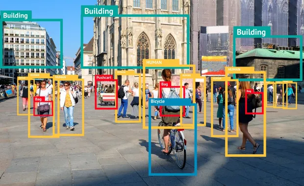 Data captured by AI on a busy city street