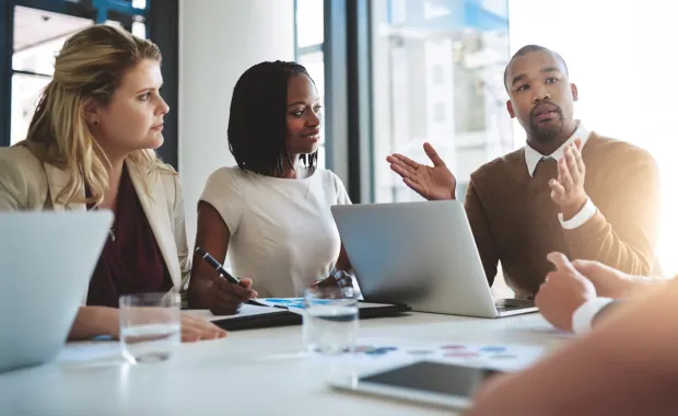 Group of people having a discussion