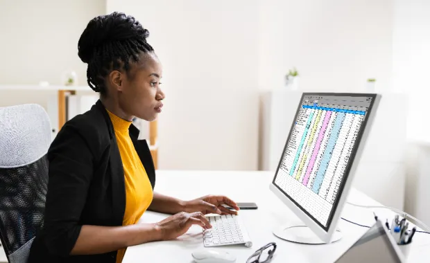 woman using computer in office 