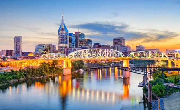 View of Nashville, Tennessee overlooking the river