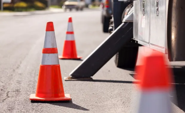 Traffic cones on the road