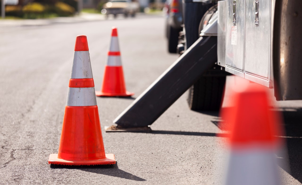 traffic-cones-on-road Traffic cones on the road