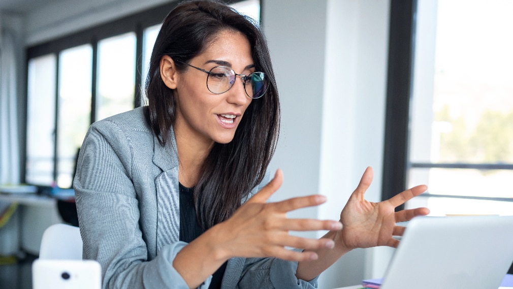 woman using computer in office 