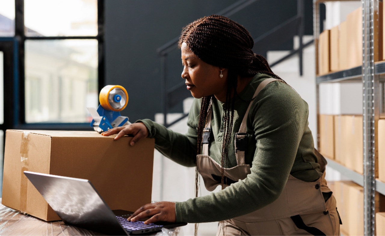 Women handling parcel